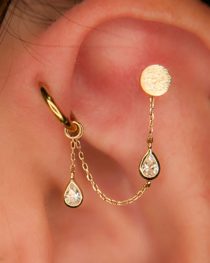 Bezel Teardrop Chain with CZ - Image 4