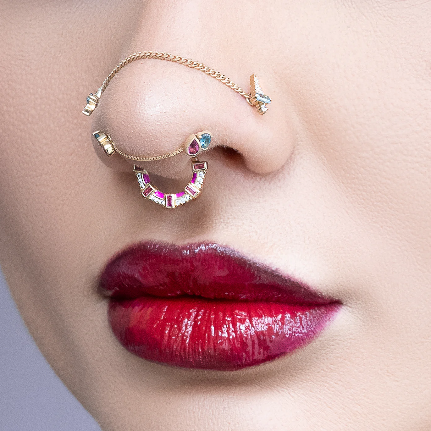 Era Threadless End with Pink Tourmaline + London Blue Topaz - Image 2