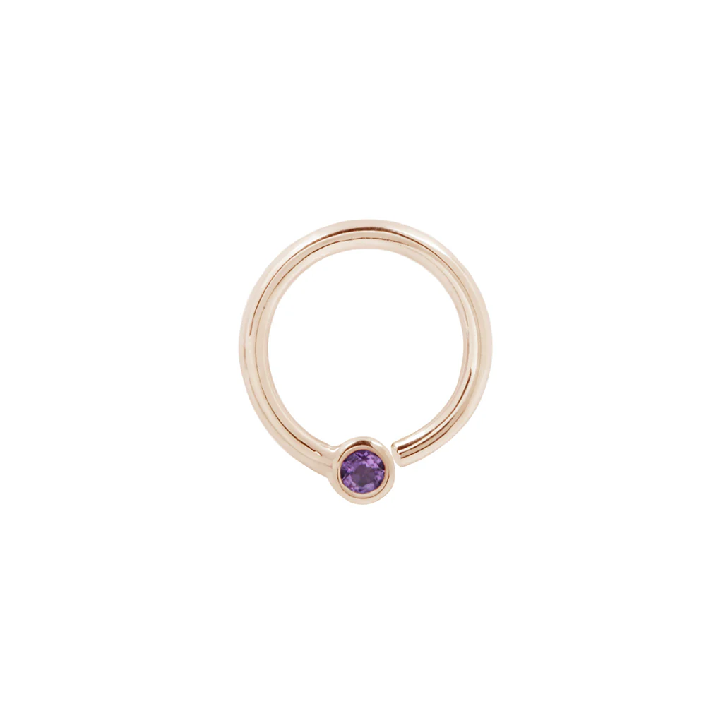 Fixed Bezel 2mm Bead Ring with Amethyst - Image 5