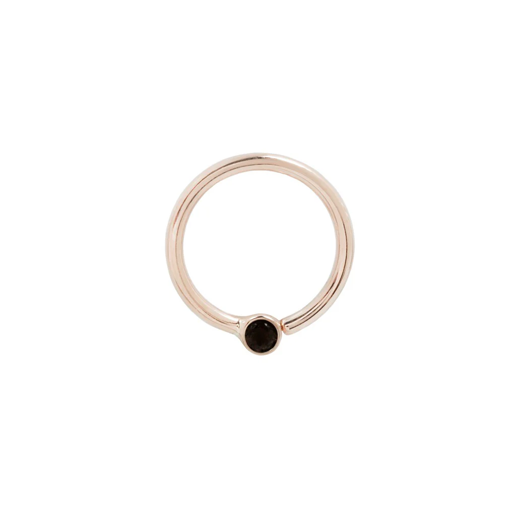 Fixed Bezel 2mm Bead Ring with Black Spinel - Image 4