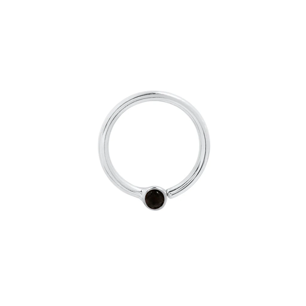 Fixed Bezel 2mm Bead Ring with Black Spinel - Image 5