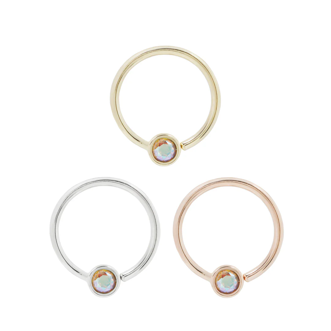 Fixed Bezel 2mm Bead Ring with Mercury Mist Topaz