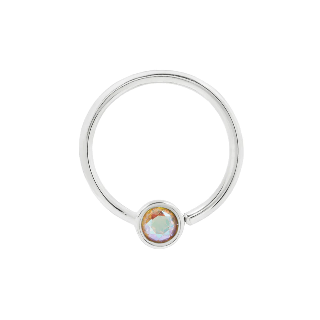 Fixed Bezel 2mm Bead Ring with Mercury Mist Topaz - Image 3