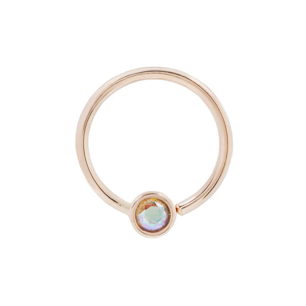 Fixed Bezel 2mm Bead Ring with Mercury Mist Topaz - Image 4