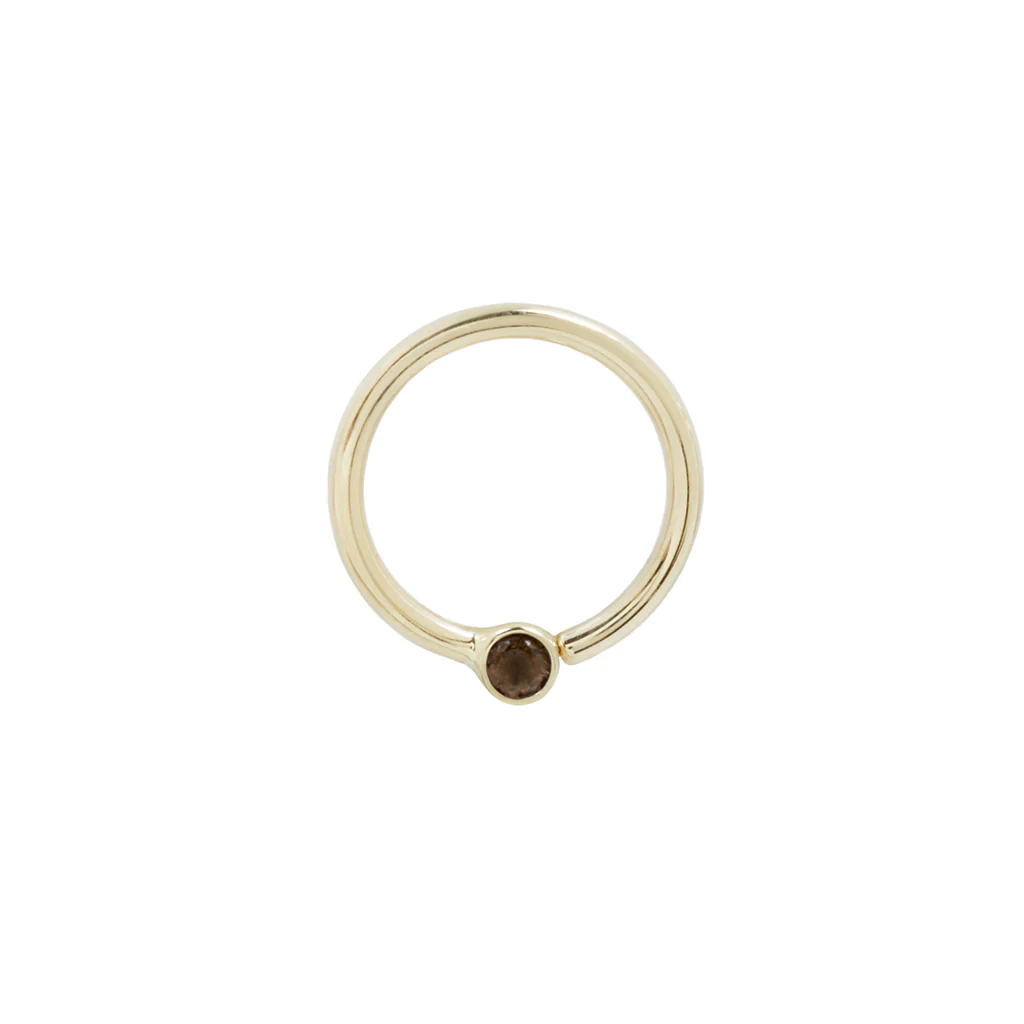 Fixed Bezel 2mm Bead Ring with Smoky Quartz - Image 2