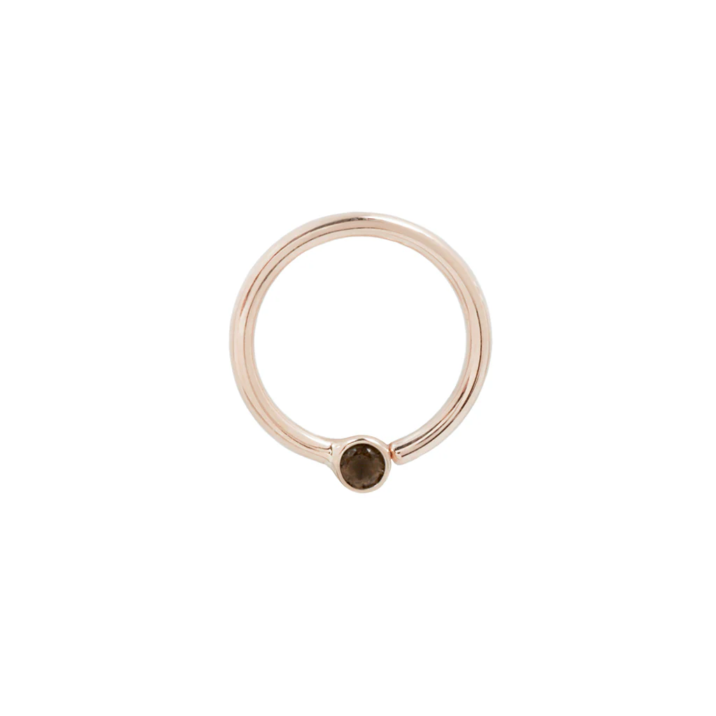 Fixed Bezel 2mm Bead Ring with Smoky Quartz - Image 4