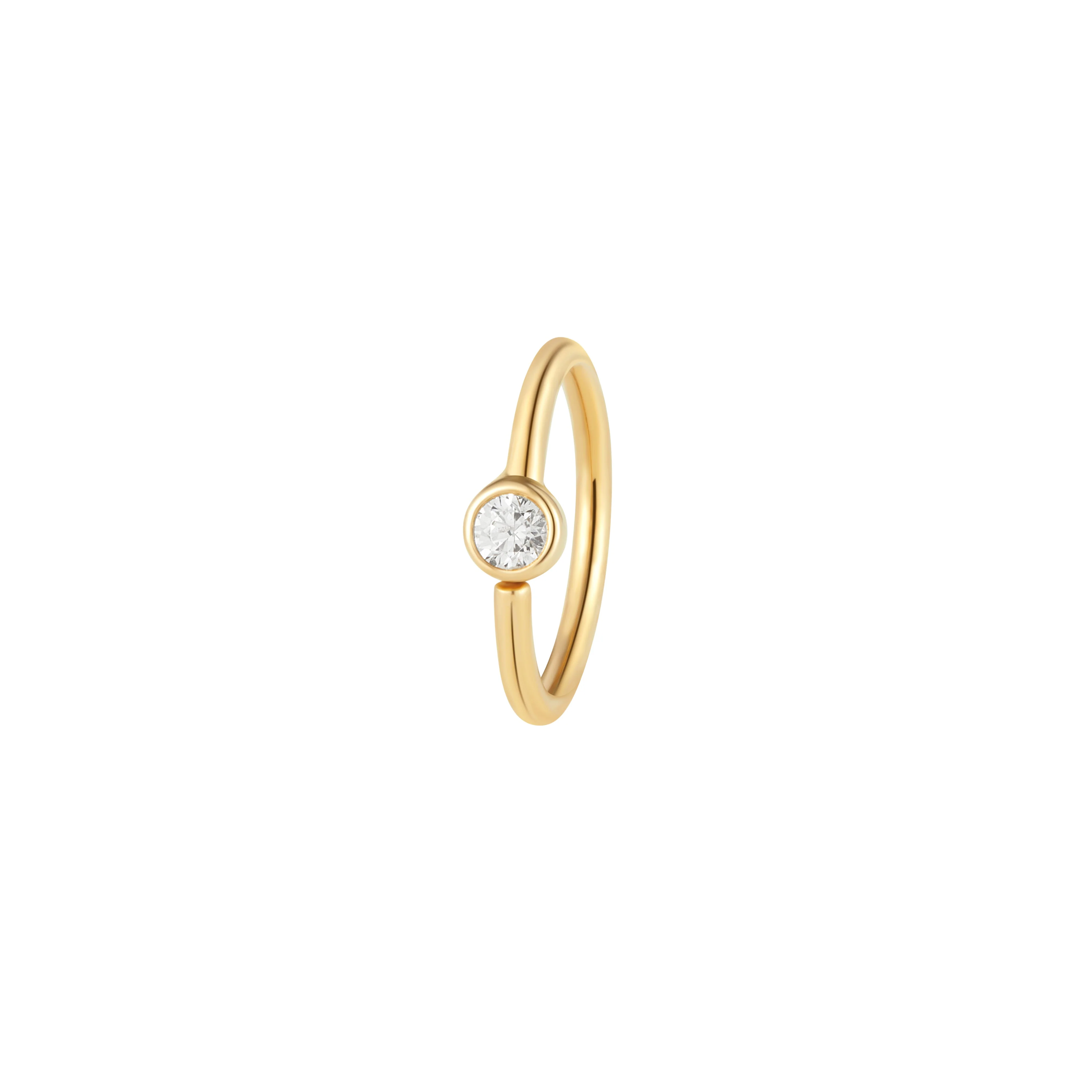 Fixed Bezel 2mm Side Set Facing Bead Ring with CZ - Image 4