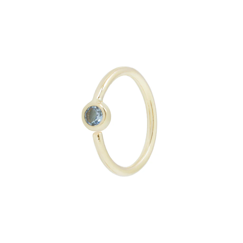 Fixed Bezel 2mm Side Set Facing Bead Ring with London Blue Topaz - Image 3