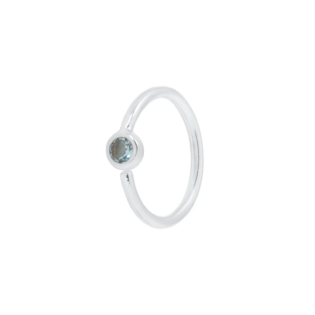 Fixed Bezel 2mm Side Set Facing Bead Ring with London Blue Topaz - Image 4