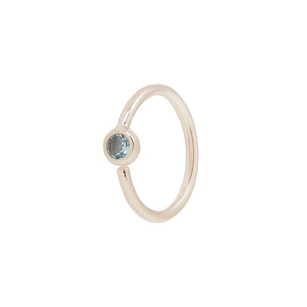 Fixed Bezel 2mm Side Set Facing Bead Ring with London Blue Topaz - Image 5