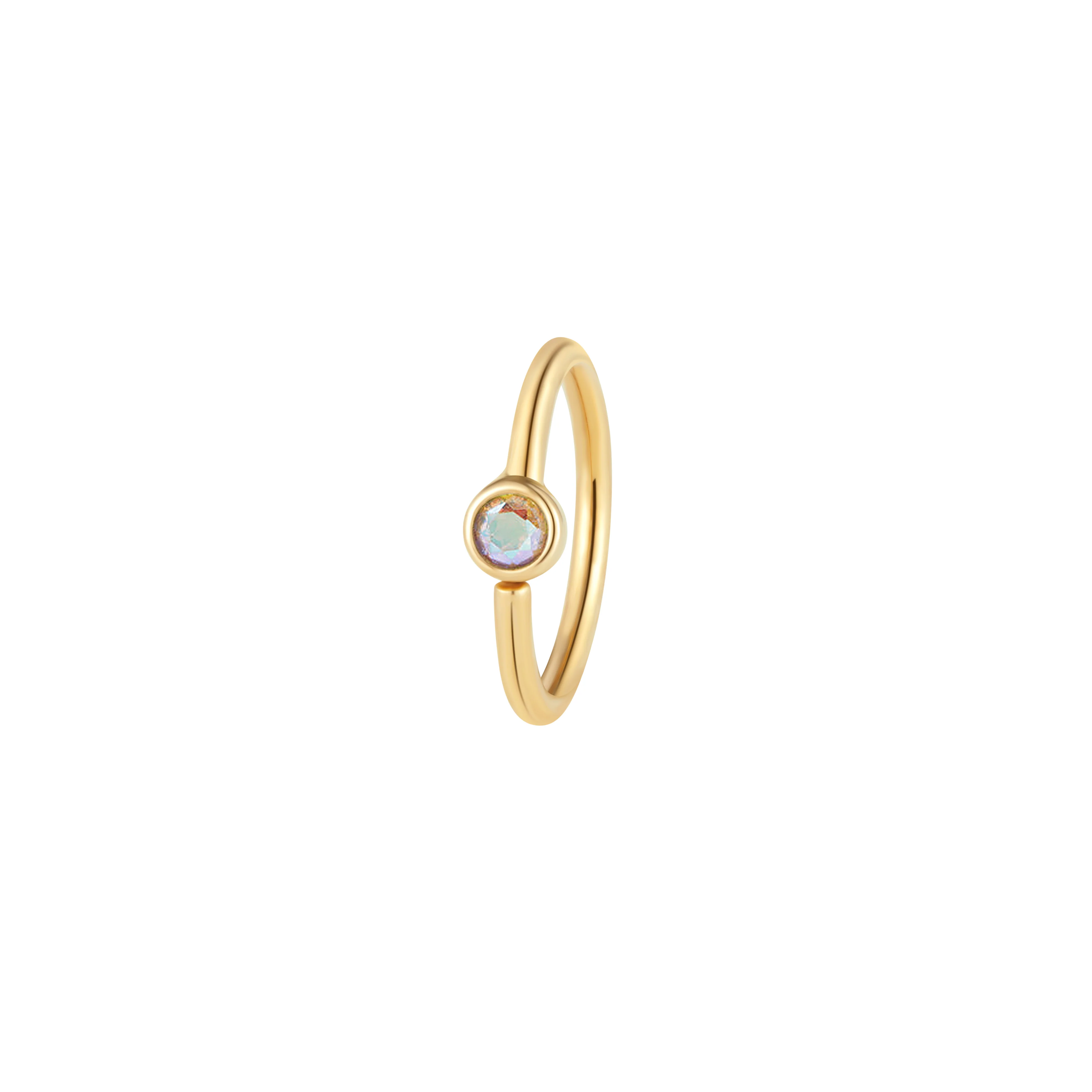 Fixed Bezel 2mm Side Set Facing Bead Ring with Mercury Mist Topaz - Image 3