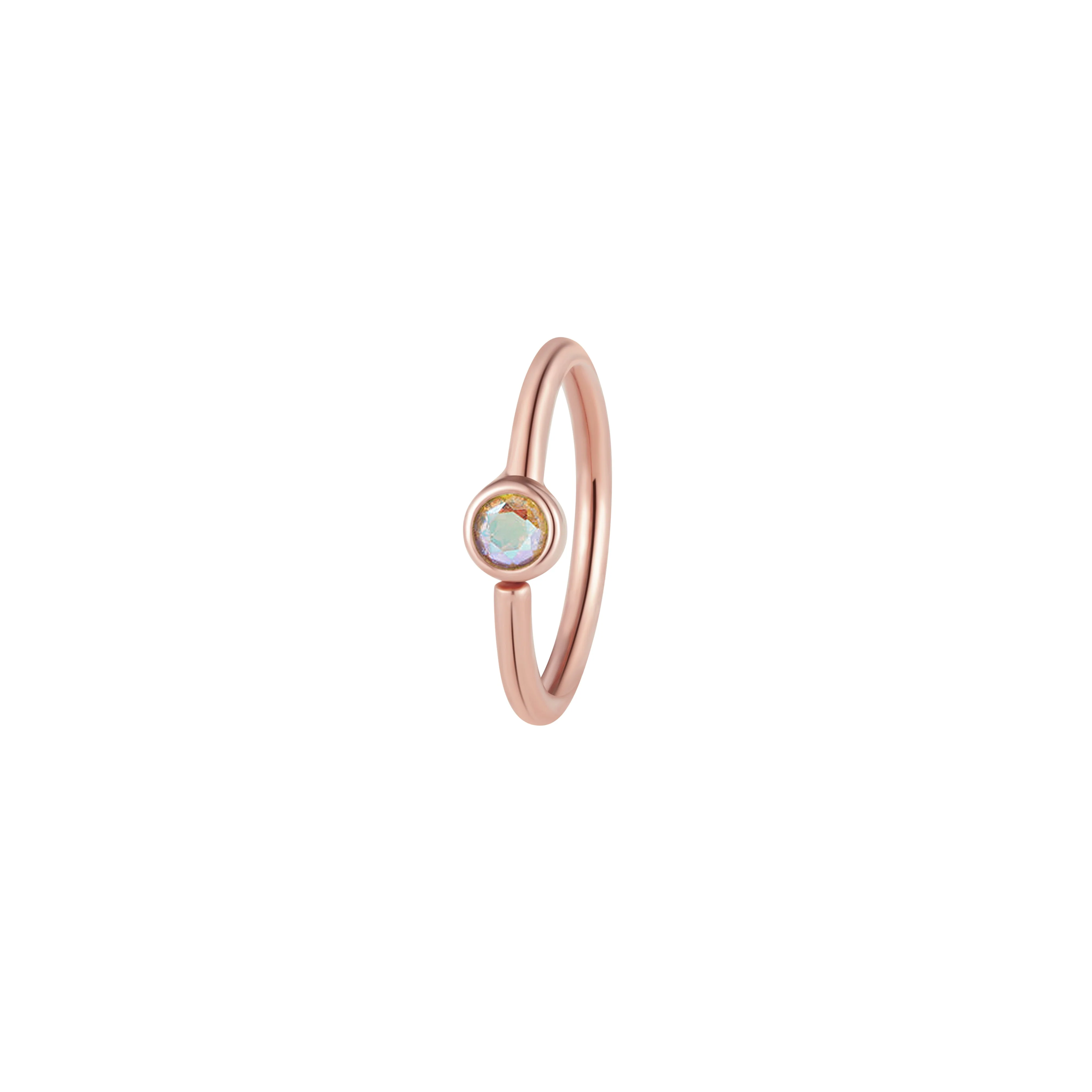 Fixed Bezel 2mm Side Set Facing Bead Ring with Mercury Mist Topaz - Image 5