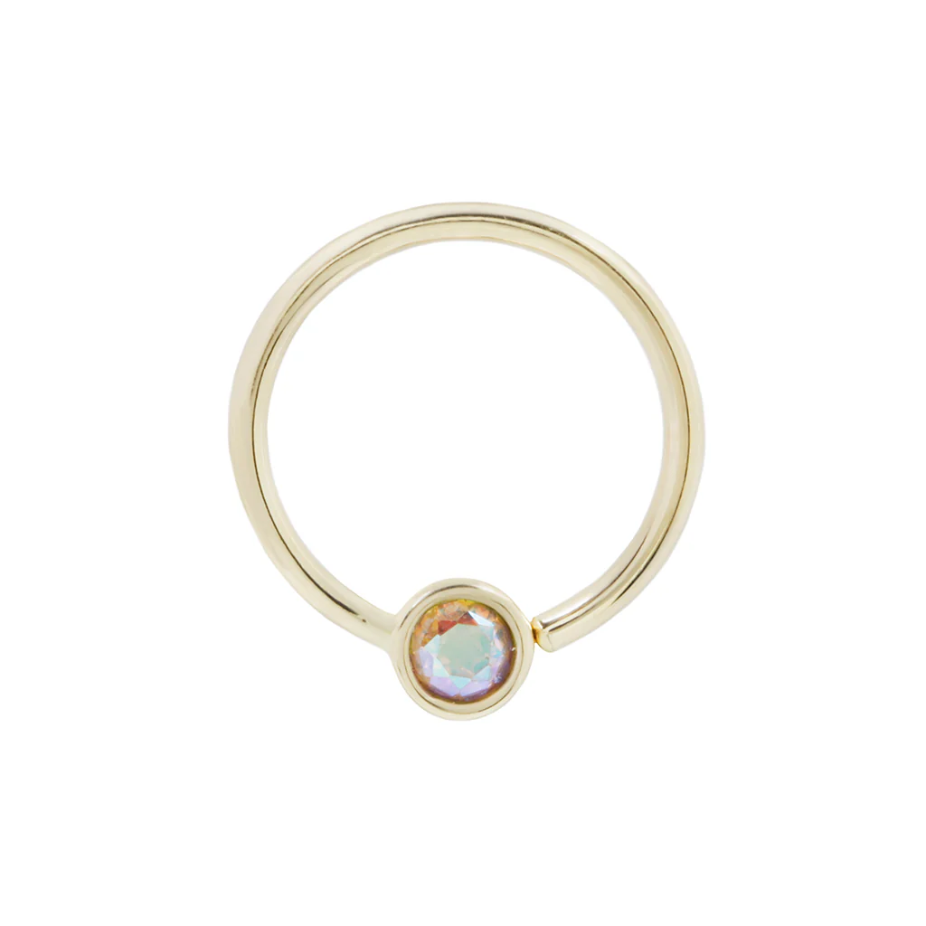 Fixed Bezel 3mm Bead Ring with Mercury Mist Topaz - Image 2