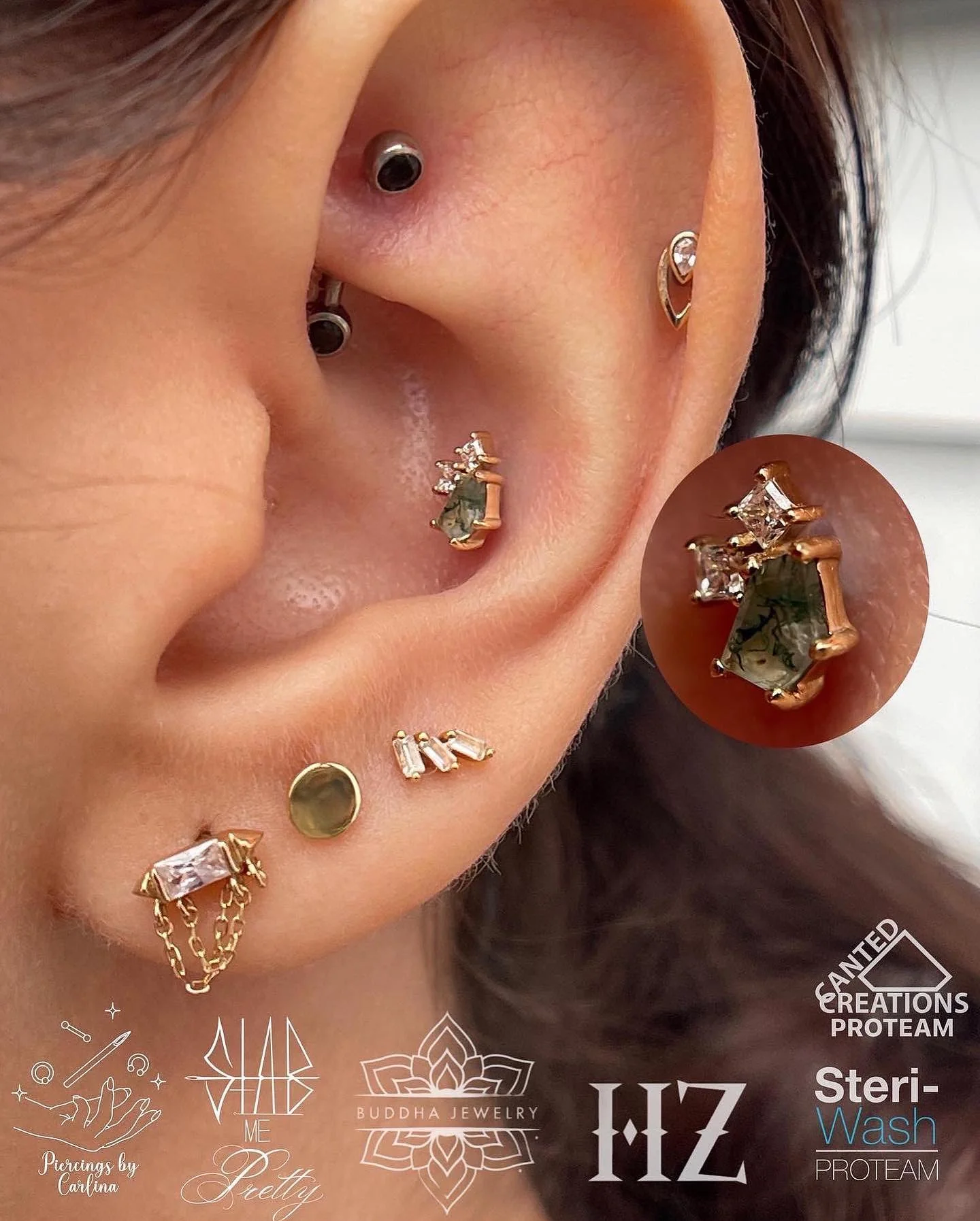 Lyra Threadless End with Moss Agate - Image 2