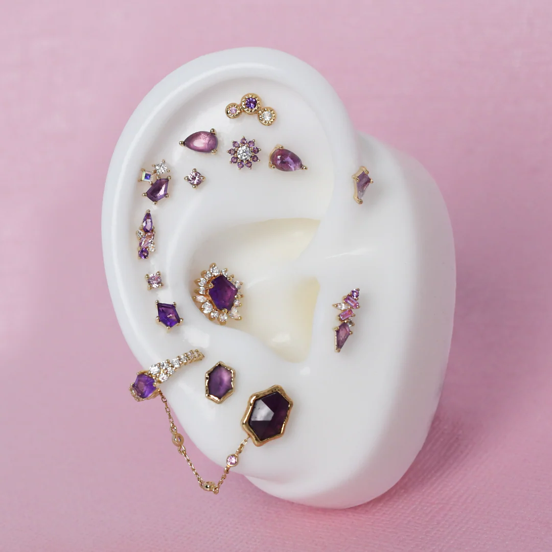 Mixt Threadless End with Amethyst + Pink Sapphire - Image 2