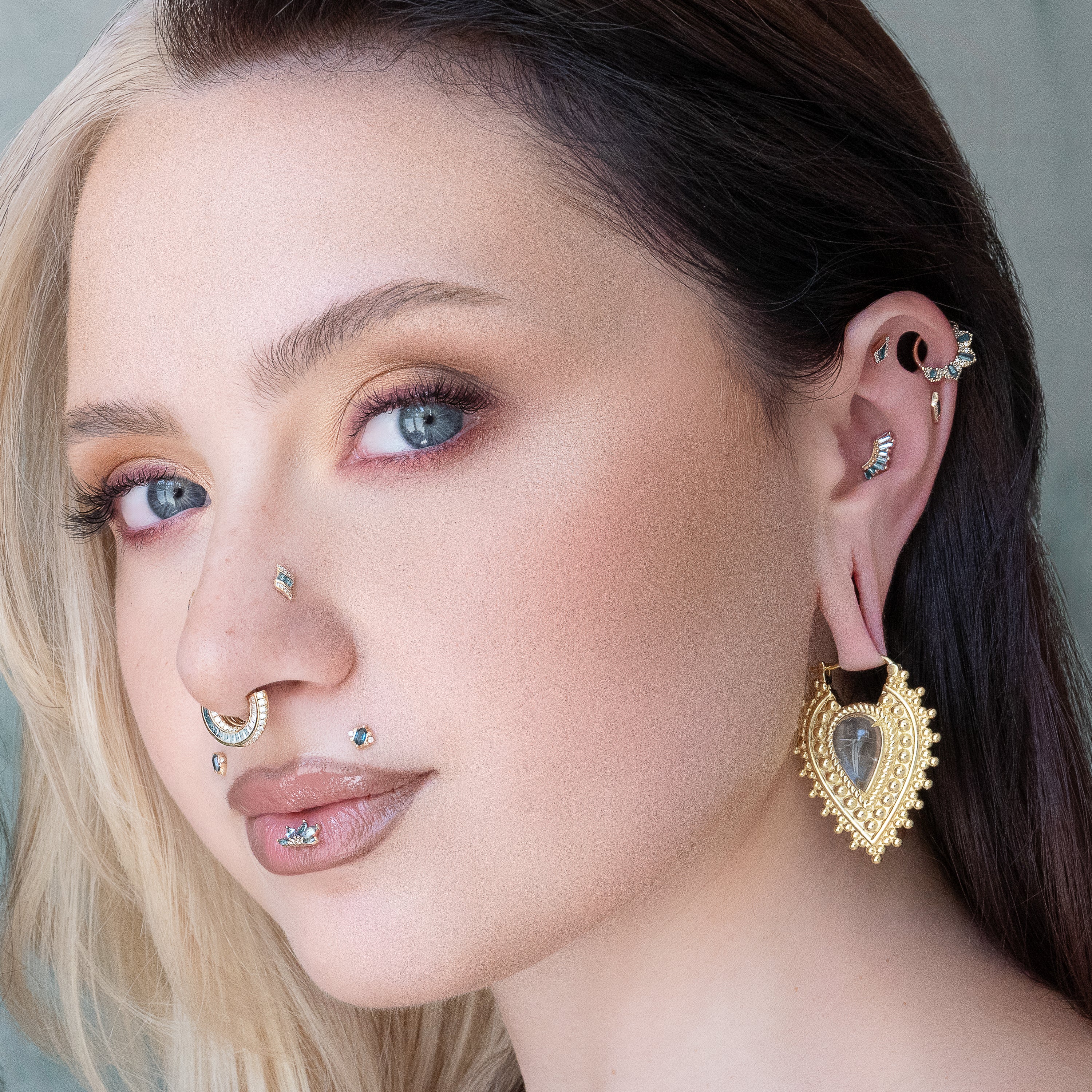 Nostalgia Gold Plated Earrings with Labradorite - Image 2