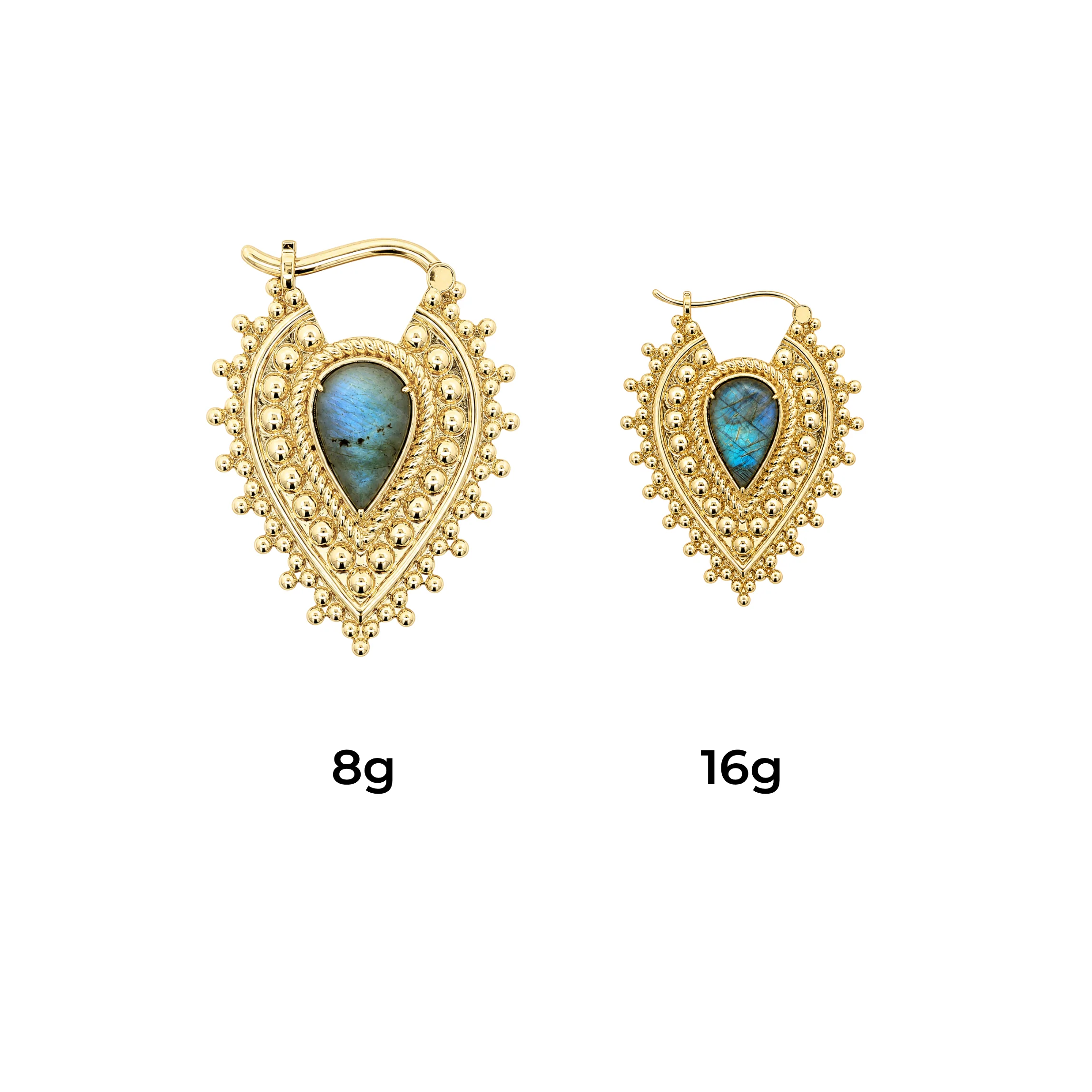 Nostalgia Gold Plated Earrings with Labradorite - Image 3