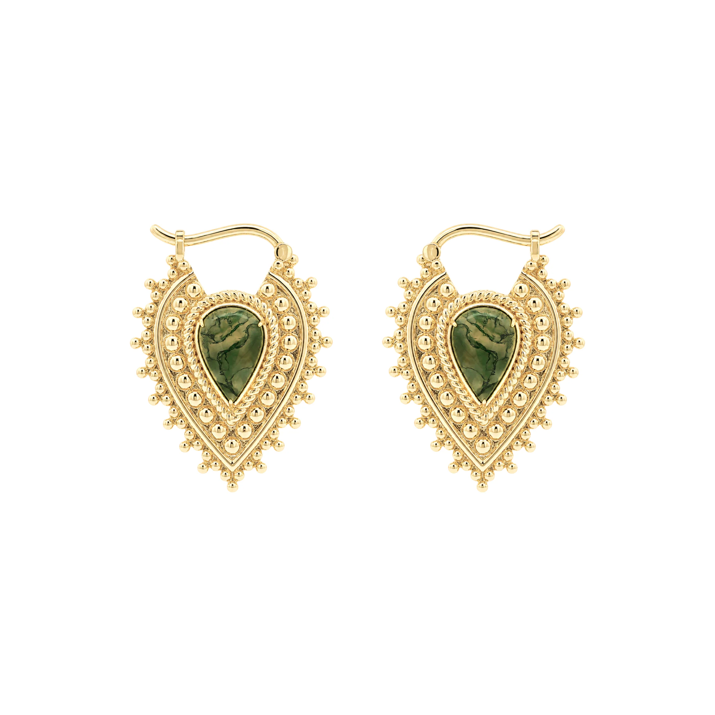 Nostalgia Gold Plated Weights with Moss Agate