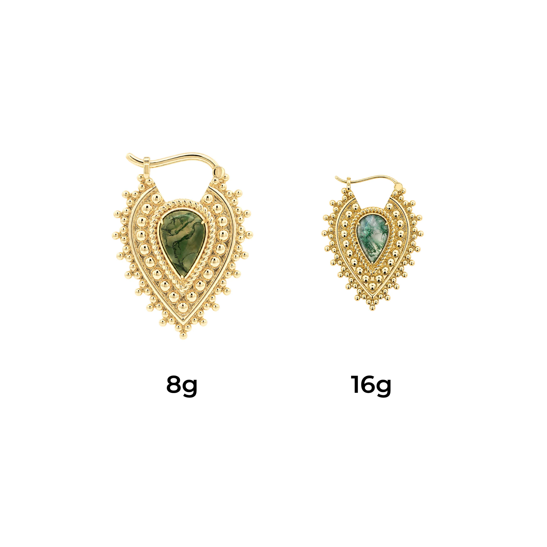 Nostalgia Gold Plated Weights with Moss Agate - Image 2