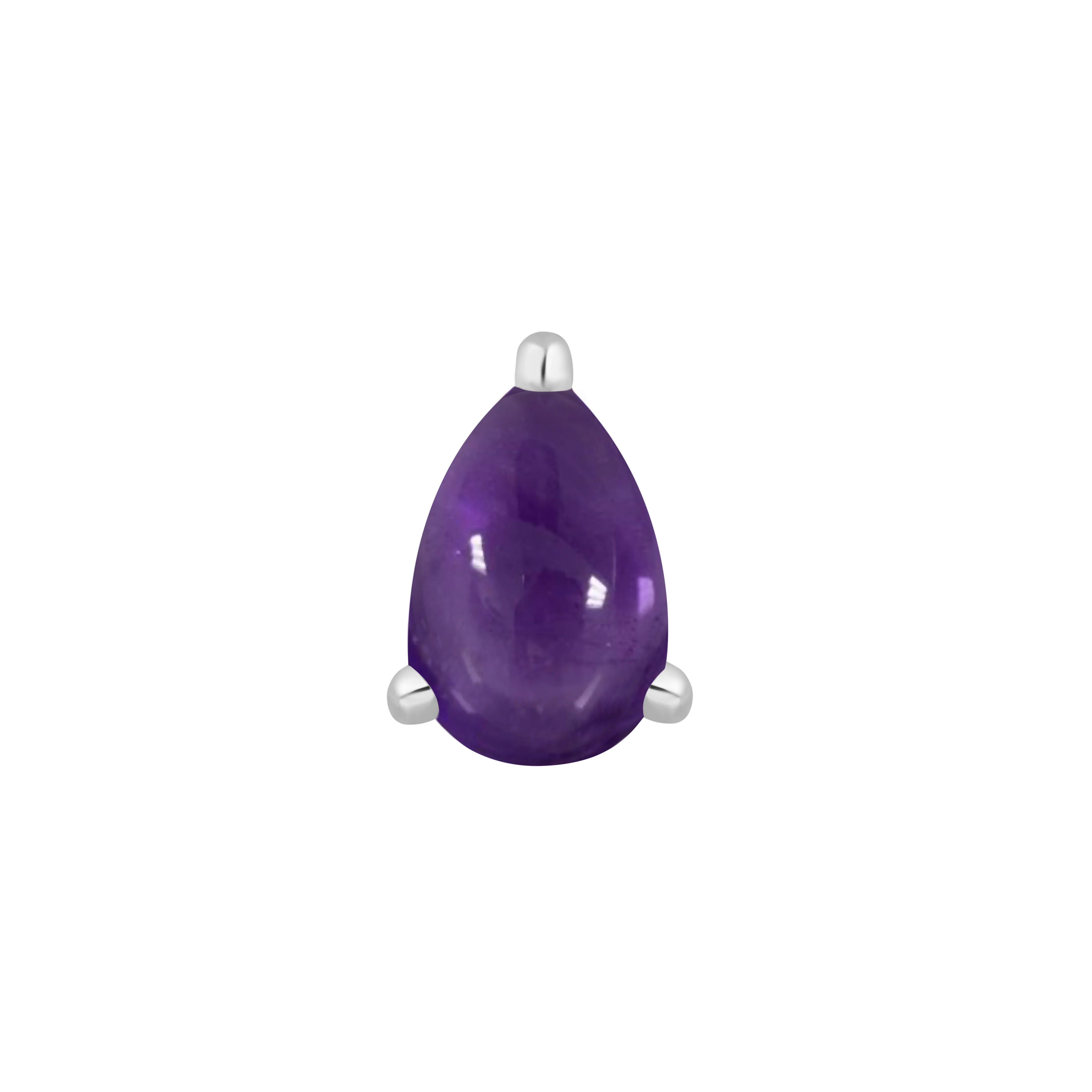 Pear Prong Threadless End with Amethyst - Image 3