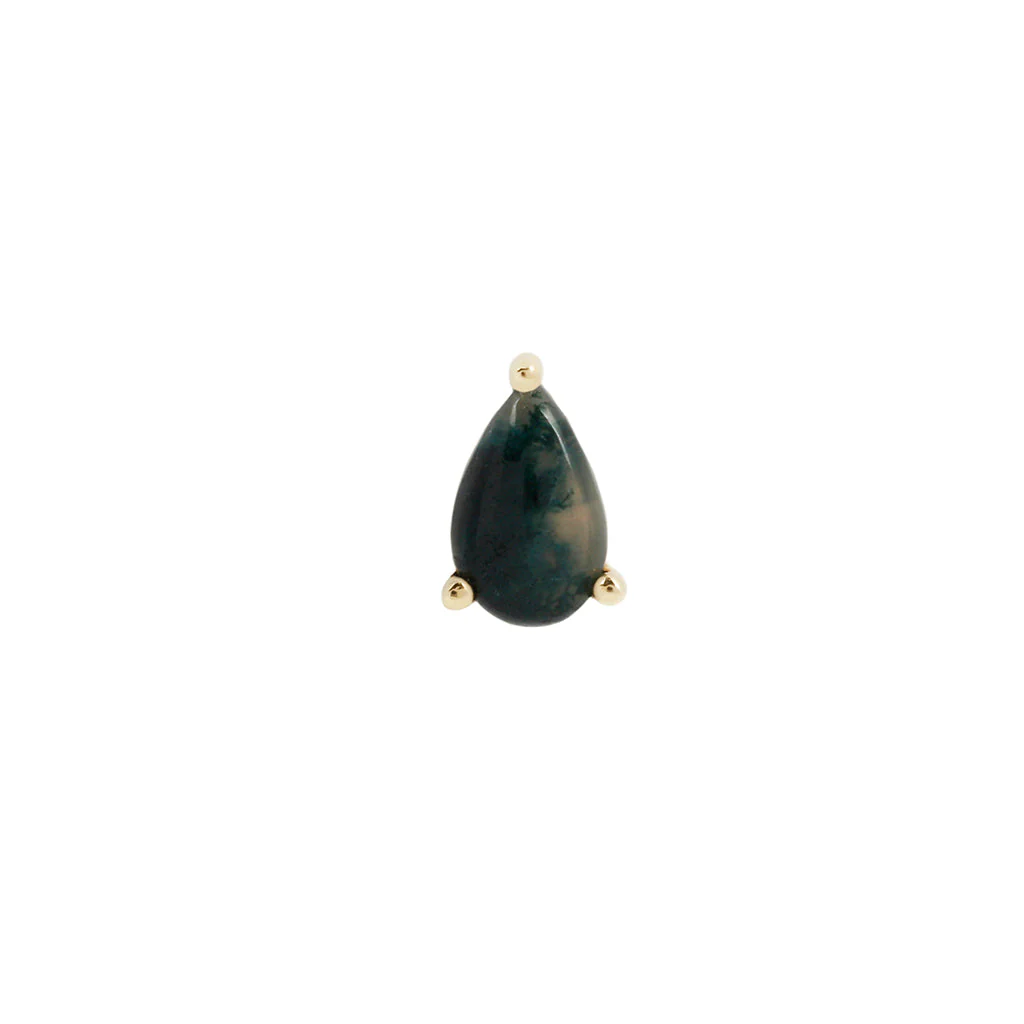 Pear Prong Threadless End with Moss Agate - Image 4