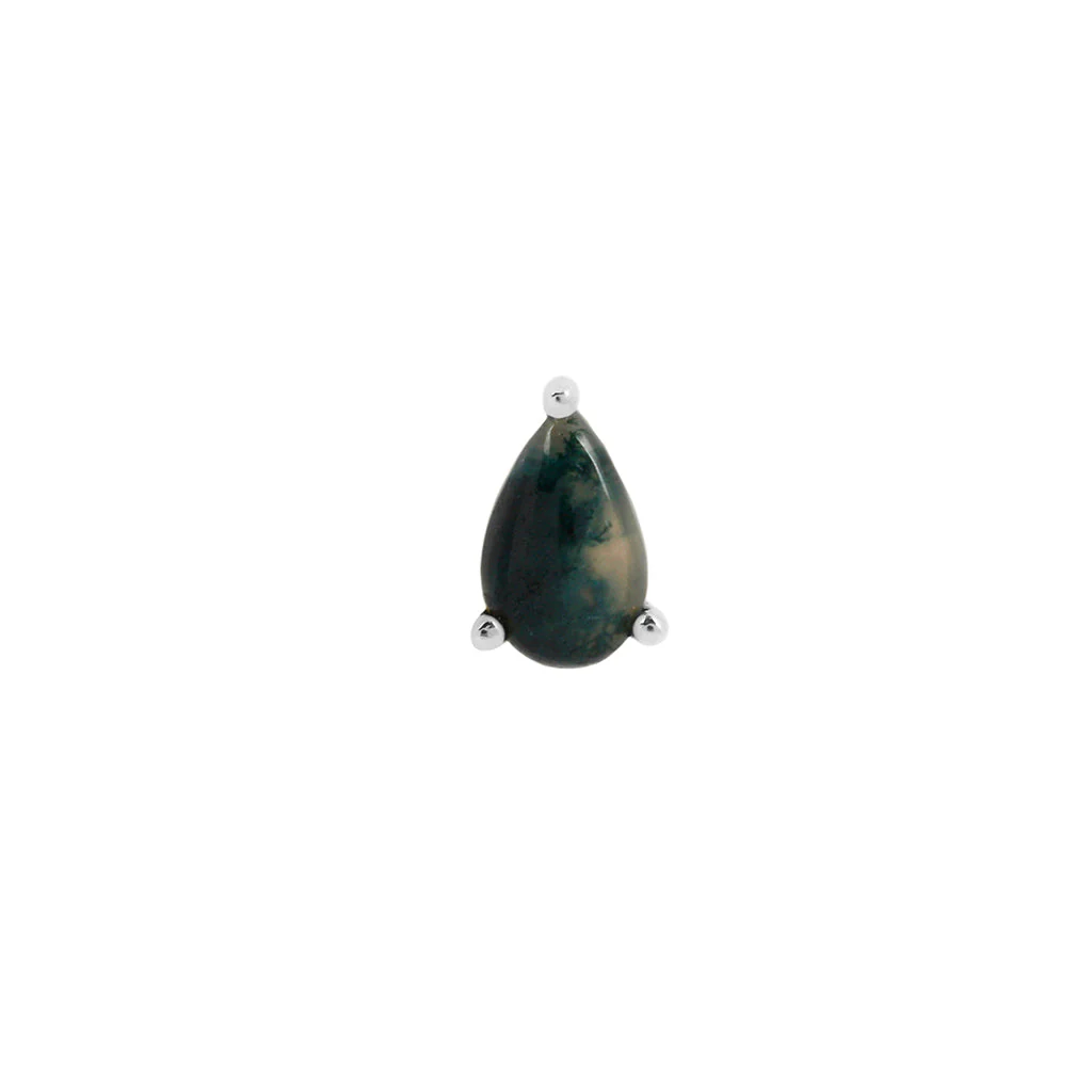 Pear Prong Threadless End with Moss Agate - Image 5