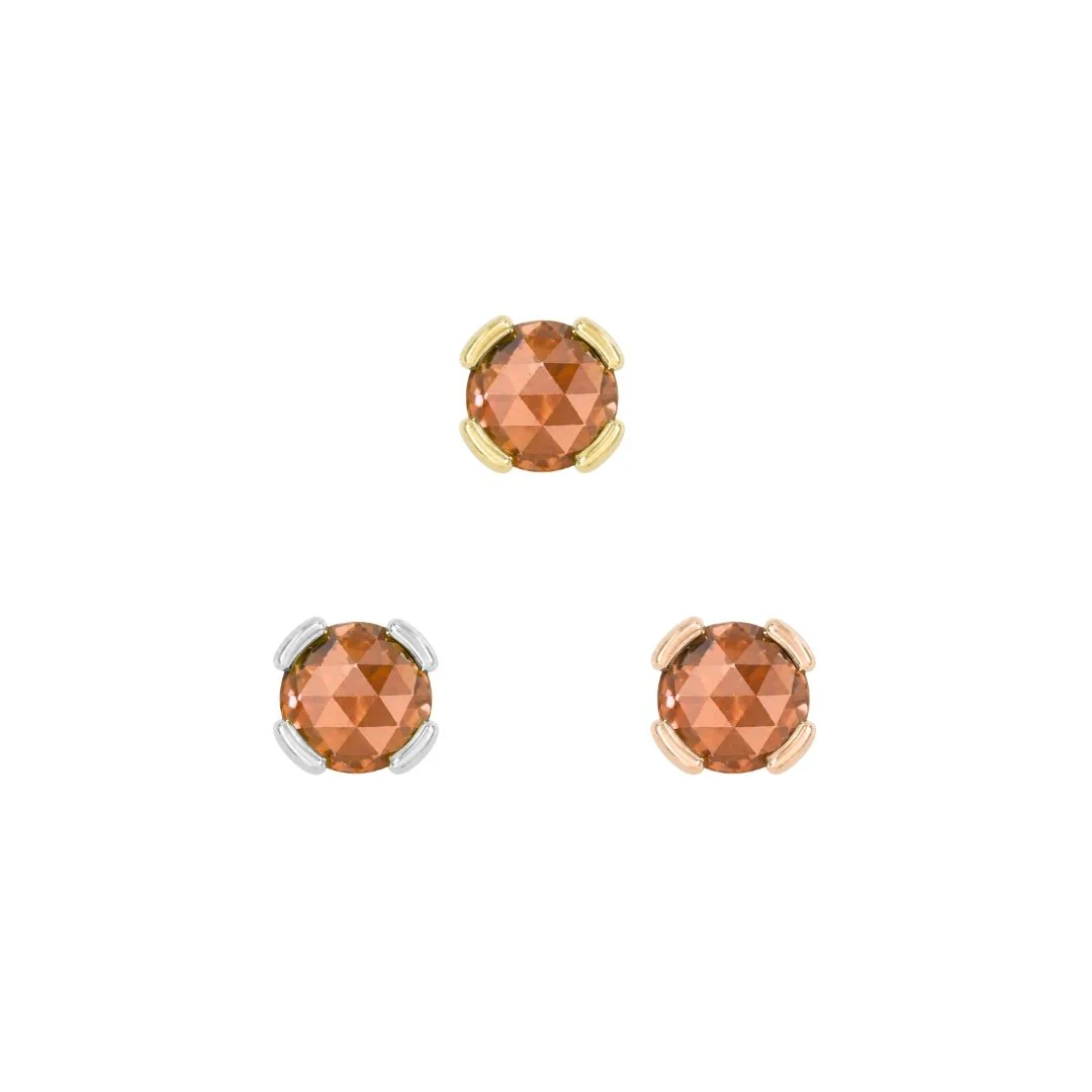 Peekaboo Threadless End with Orange Garnet