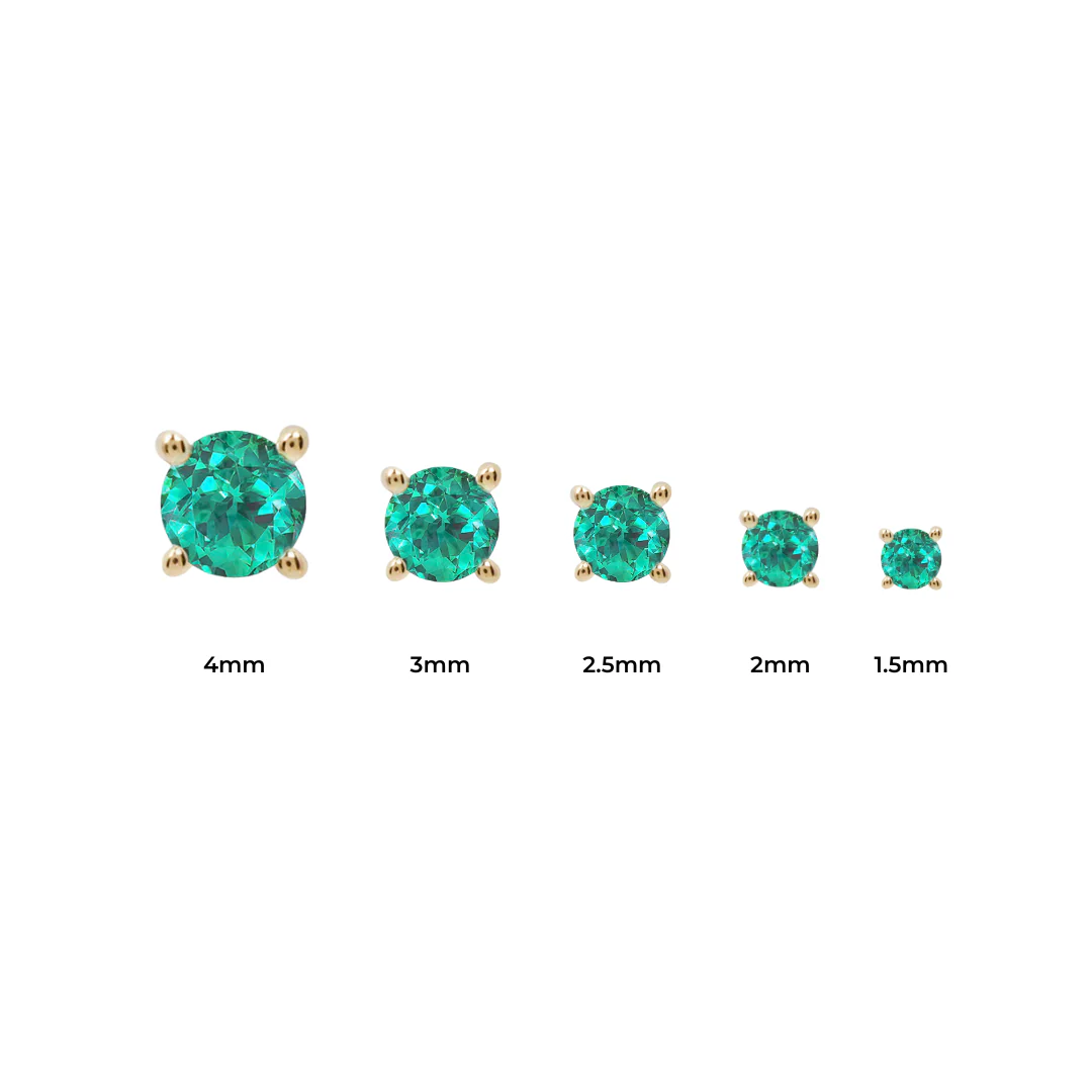 Prong Gem Threadless End with Emerald (Lab Grown) - Image 3