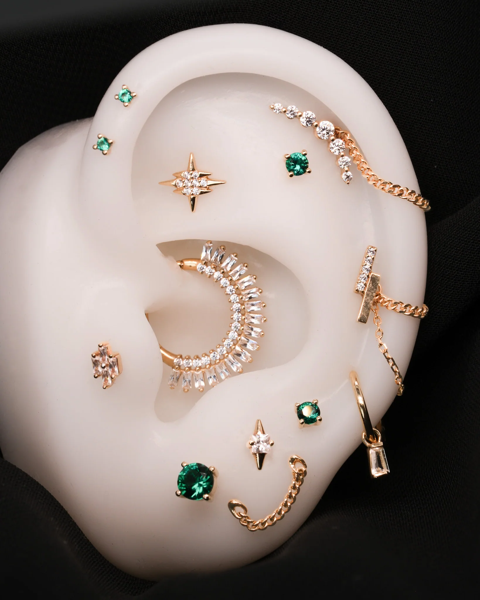 Prong Gem Threadless End with Emerald (Lab Grown) - Image 8