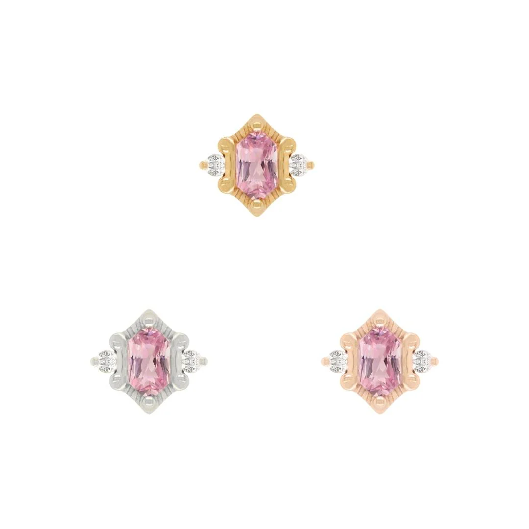 Reyna Threadless End with Pink Tourmaline