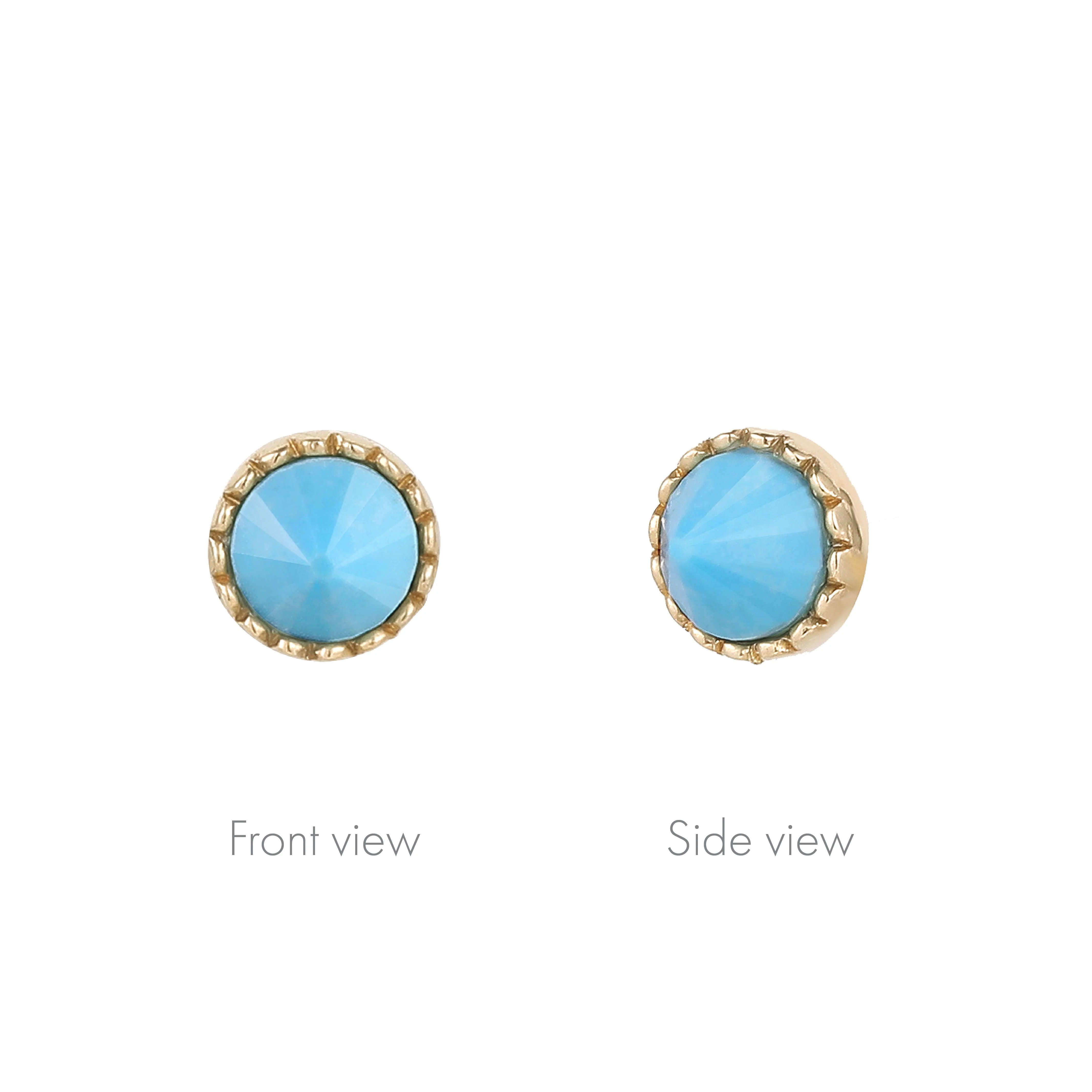 Round Accent Bezel Gem Threadless End with Reverse Set Turquoise - Image 2