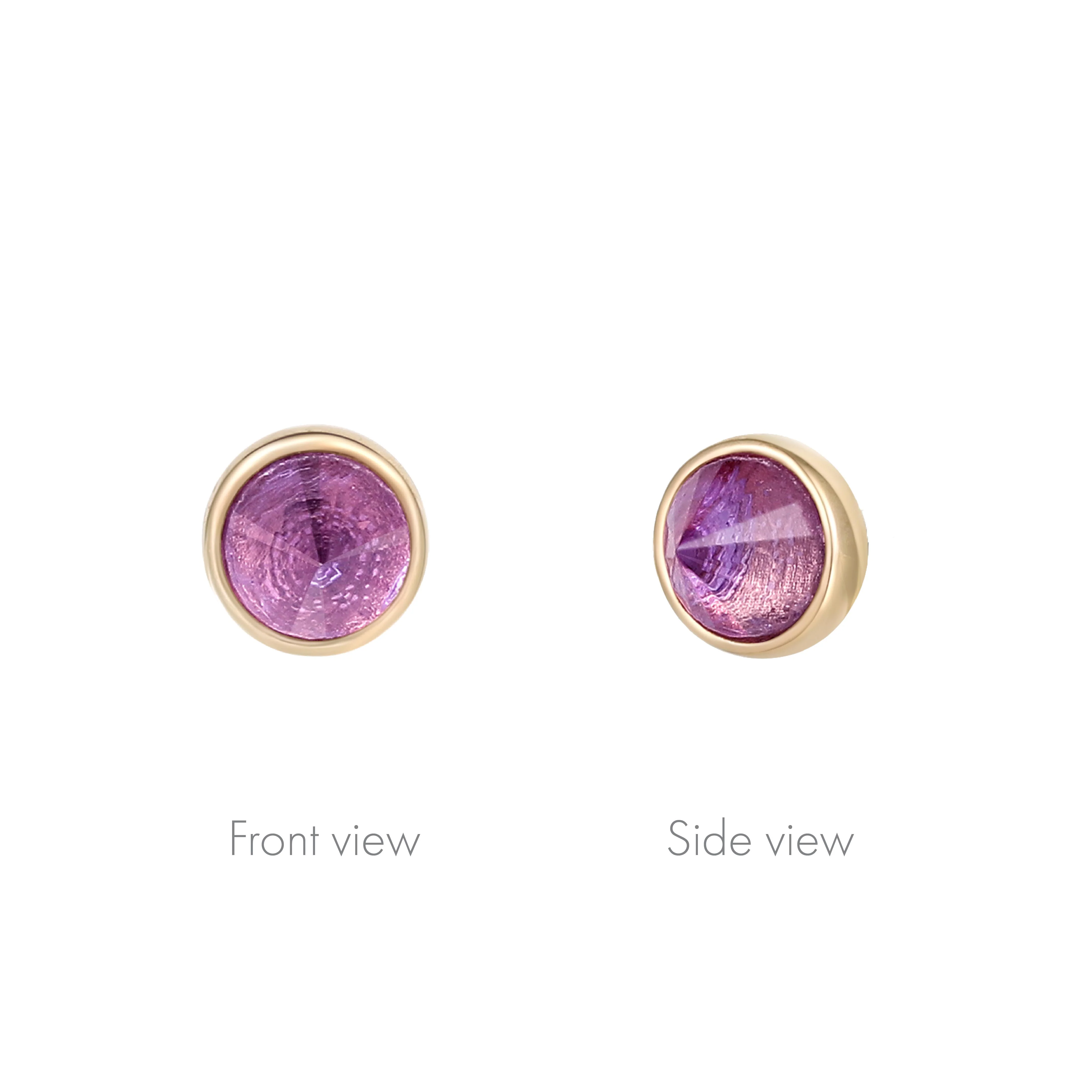 Round Bezel Gem Threadless End with Reverse Set Amethyst - Image 2