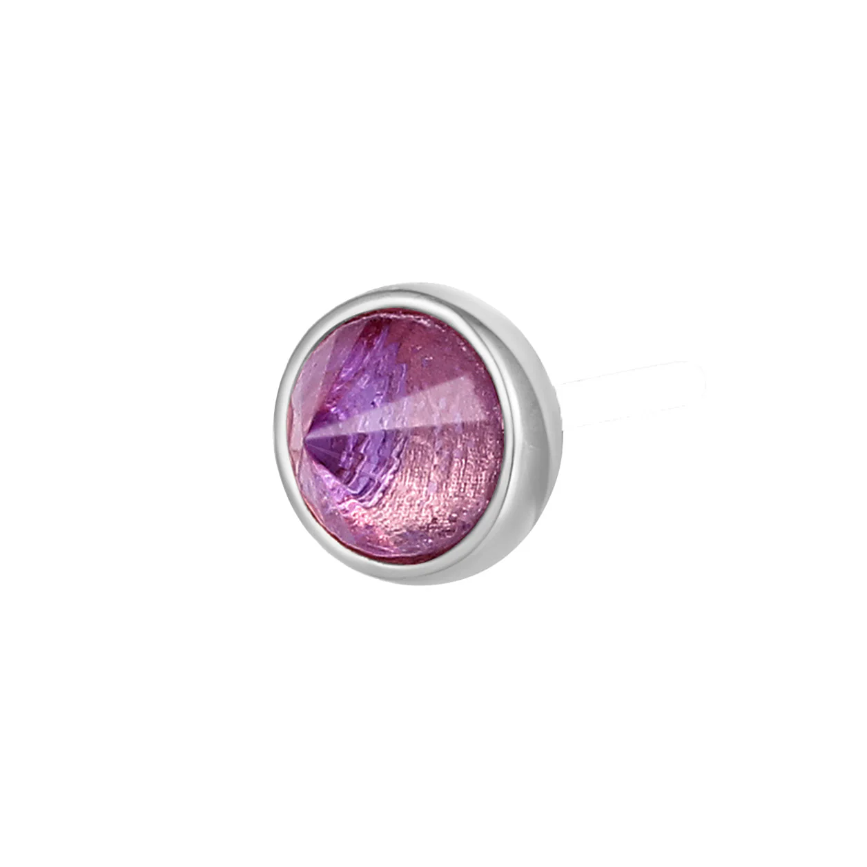 Round Bezel Gem Threadless End with Reverse Set Amethyst - Image 5