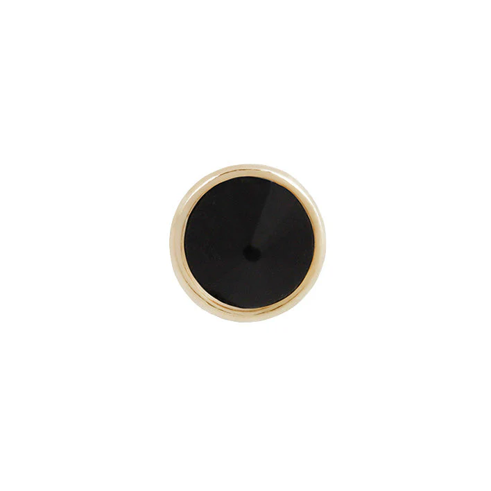 Round Bezel Gem Threadless End with Reverse Set Black Spinel - Image 3