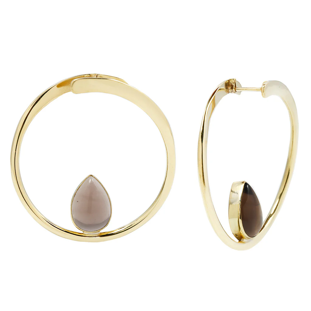 Stay Sexy Earrings - Brass + Smoky Quartz