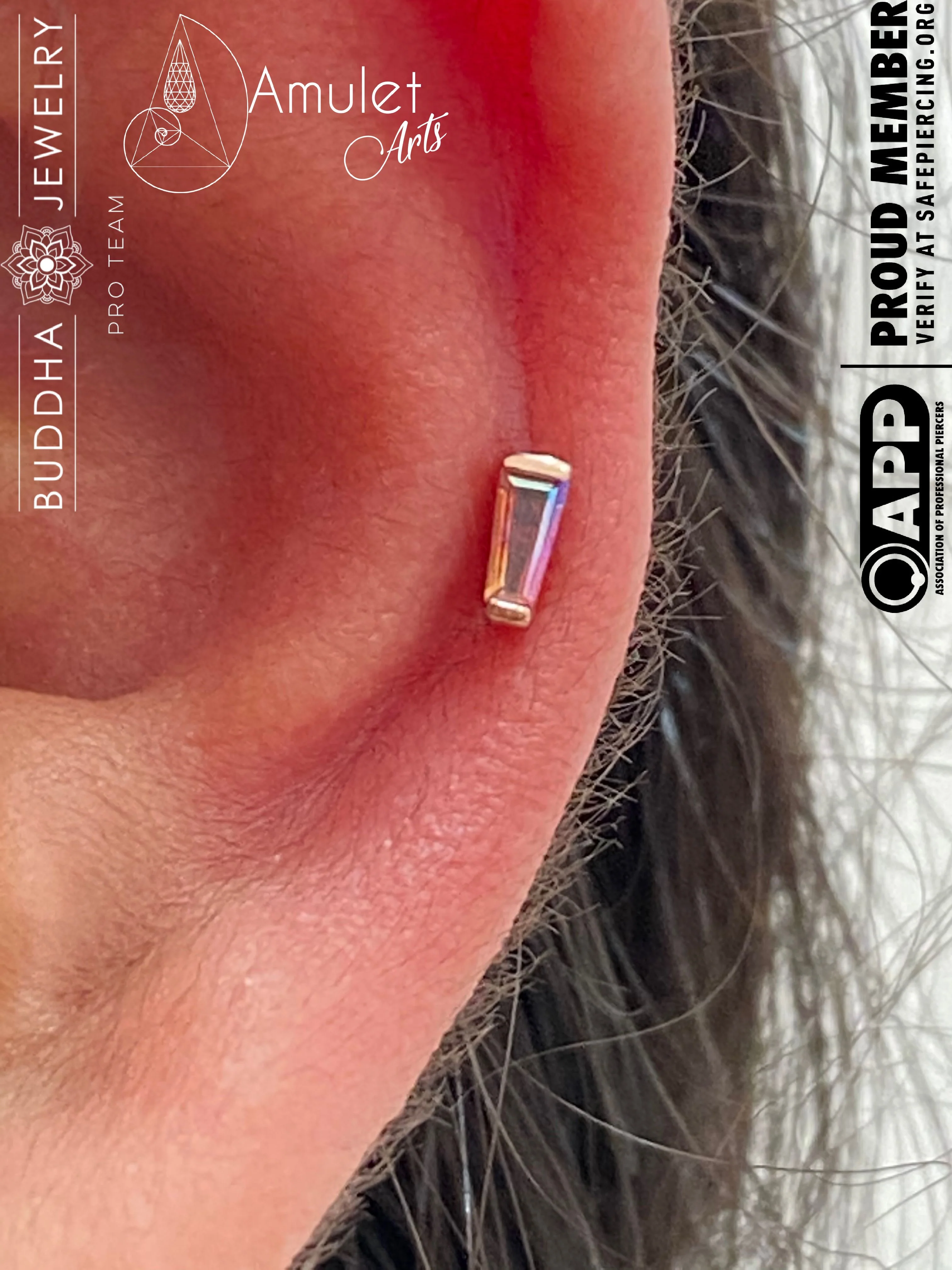 Tapered Baguette Threadless End with Mercury Mist Topaz - Image 3